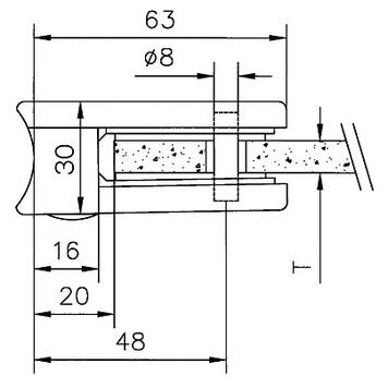 Крепление для стекла на трубку ø 48,3 - 50,8 мм / 6, 8 и 10 мм